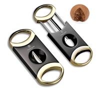 CLZOONG V-Cut Cigar Cutter Stainless Steel Cigar Guillotine Scissors Sharp Blade Portable Cigar Accessories Gift for Men (Gold)