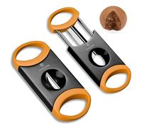 CLZOONG V-Cut Cigar Cutter Stainless Steel Cigar Guillotine Scissors Sharp Blade Portable Cigar Accessories Gift for Men (Orange)