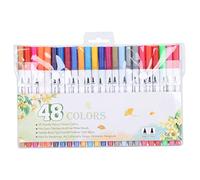 CLZothique 48Pcs Permanent Watercolor Markers, Dual Tip Fine Point Markers with Assorted Colors, Blendable Ink Painting Tools for Hand Lettering, Card Making and Art on Paper