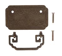 CLZothique Antique Drawer Handle Tetragonal Bat Pull, Chinese Retro Style Cabinet Handle, Pure Brass Vintage Drawer Pulls with 2 Screws for Dressers Wardrobes Kitchen Cabinets (Bronze)