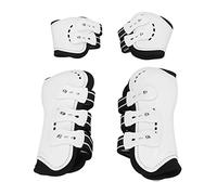 CLZothique Horse Tendon Boots Shock Absorbing Adjustable Open Front Hind and Front Fetlock Boots for Leg Protection, Breathable PU Neoprene Horse Boots with Ventilation Holes, Set (M)