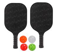 CLZothique Portable Glass Carbon Fibre PP Core Paddle Racket Set, Lightweight Training Paddles with 4 Official Balls, for Beginners and Advanced Players, Balanced Control Power and