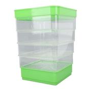 CLZothique Stackable Sprouter Kit 4 Tier, Microgreens Growing Tray, Space Saving Square Sprout Growing Kit for Bean Sprouts and Micro Vegetable Planting with Reusable Plastic Trays (With Sunshade)