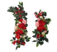 CLZothique Wedding Arch Draping Artificial Flower, Silk Floral Decoration for Wedding Arch, Realistic PE and Silk Wedding Welcome Signs with Ribbon for Doors Tables Chairs Walls (Red)