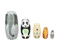 CLZothique Wooden Animal Nesting Dolls, Russian Nesting Dolls with 5 Layers of Cute Animals, Handcrafted Wooden Toy Gift for Girls and Boys Birthday
