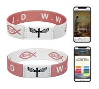 CLZWiiN 1PCS Daily Bible Verse Bracelet - NFC Wearable Elastic Christian Bible Bracelet with WWJD Inspiration Bracelet Bible Verse Wristbands for Versatile Gifting Anytime Anywhere, One Size