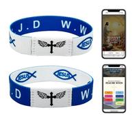 CLZWiiN 1PCS Daily Bible Verse Bracelet - NFC Wearable Elastic Christian Bible Bracelet with WWJD Inspiration Bracelet Bible Verse Wristbands for Versatile Gifting Anytime Anywhere, One Size