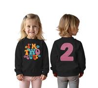 CM C&M WODRO 2nd Birthday Girls Sweatshirt I'm Two Cute Printer Pullover Second Birthday Baby Clothes Kids Round Neck Long Sleeve Shirt Baby Announcement Outfits Autumn Winter Jumper, black, 2 Jahre