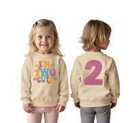 CM C&M WODRO 2nd Birthday Girls Sweatshirt I'm Two Cute Printer Pullover Second Birthday Baby Clothes Kids Round Neck Long Sleeve Shirt Baby Announcement Outfits Autumn Winter Jumper
