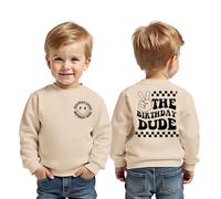 CM C&M WODRO Boys' Birthday Jumper Birthday Dude Printer Sweatshirt Children's Birthday Outfits Crew Neck Long Sleeve Jumper Autumn Winter Baby Clothing for 12M-5J Children's Clothing, apricot, 12-18
