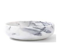 CM CHIC MONDAY 6.7" Decorative Bowl - Natural Marble, Home Decor Centerpiece (White & Grey)