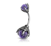 CM Claw Belly Button Rings 14G Surgical Steel Navel Piercing Jewellery Dragon Claws Holding Natural Stone Navel Belly Rings