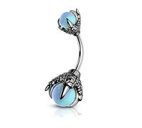CM Claw Belly Button Rings 14G Surgical Steel Navel Piercing Jewellery Dragon Claws Holding Natural Stone Navel Belly Rings