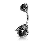 CM Claw Belly Button Rings 14G Surgical Steel Navel Piercing Jewellery Dragon Claws Holding Natural Stone Navel Belly Rings