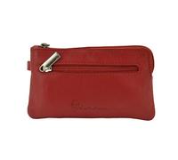 CM Conte Massimo Genuine Leather Key Case for Men Women, 2 Zip Pockets, 6 Hooks, Card Slot, Red, Gift Box