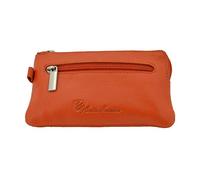 CM Conte Massimo Genuine Leather Key Case - Unisex Key Holder with 2 Zipper Pockets, 6 Hooks or 2 Rings, and Gift Box