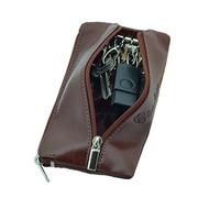 CM Conte Massimo Genuine Leather Key Case Wallet for Men and Women, Double Zipper Pouch with 6 Hooks and Coin Pocket, Gift Box Included
