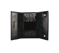CM Conte Massimo Genuine Leather Key Holder, Black, 8 Key Hooks & Card Pockets, Organiser Wallet for Men Women
