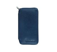 CM Conte Massimo Genuine Leather Key Holder, Zipper Key Organiser, 8 Hooks, Card Pockets, Large Blue, for Men Women