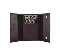 CM Conte Massimo Leather Key Holder Case, 8 Hooks & Card Pockets, Genuine Leather Key Organiser for Men Women, Burgundy