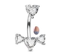 CM Crareesi Mania 14G Belly Button Bar 316L Surgical Steel Navel Ring Clear CZ Silver Belly Bar Piercing Jewellery Bananabell Navel Body Piercing Jewelry Cruved Barbell for Women 10mm