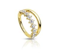 CM Crareesi Mania 14K Real Yellow Gold Helix Piercing Jewellery 16G Double Helix Hoop Earrings 8mm CZ Diamonds Cartilage Conch Tragus Daith Piercing Jewellery
