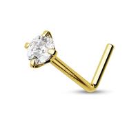 CM Crareesi Mania 14K Solid Yellow Gold Nose Rings Nose Studs for Women Men 20G Nose Screw Nostril Nose Piercing Jewellery Hypoallergenic Gold Nose Stud with Round Tiny CZ Diamond 2.5MM