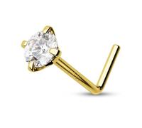 CM Crareesi Mania 14K Solid Yellow Gold Nose Rings Nose Studs for Women Men 20G Nose Screw Nostril Nose Piercing Jewellery Hypoallergenic Gold Nose Stud with Round Tiny CZ Diamond 3MM