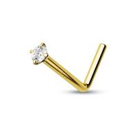 CM Crareesi Mania 14K Solid Yellow Gold Nose Rings Studs for Women Men 20G Nose Screw Nostril Nose Piercing Jewellery Hypoallergenic Gold Nose Stud with Round Tiny CZ Diamond 1.5MM