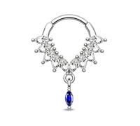 CM Crareesi Mania 16G Septum Piercing Jewellery Dangly Helix Earring Ring Silver Daith Clicker Hoop 316l Stainless Steel Cartilage Earring Ring Septum Daith Hoop for Women 8mm