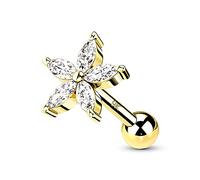 CM Crareesi Mania 9K Solid Yellow Gold Flower Helix Earrings 16G Cartilage Earrings 6mm Tragus Earrings Studs Clear CZ Helix Piercing for Girls
