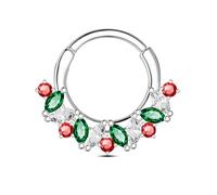 CM Crareesi Mania Christmas Daith Piercing Jewellery 10mm Septum Ring Round & Marquise CZ Helix Clicker 316l Surgical Steel Cartilage Earrings Silver Daith Hoop for Women