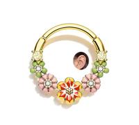 CM Crareesi Mania Cute Septum Ring 316L Stainless Steel Septum Piercing Jewelry 16G 10mm Daith Earrings for Women Colorful Septum Jewelry, Metal, cubic zirconia