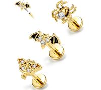 CM Crareesi Mania Death Moth Helix Stud Earrings 16G Cartilage Flat Back, 6mm, Metal, cubic zirconia