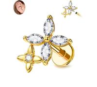 CM Crareesi Mania Double Flower Flat Back Stud Earring Helix Piercing Jewellery