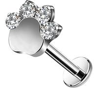 CM Crareesi Mania G23 Titanium Helix Stud Earrings 16G Tragus Lip Stud Cartilage Conch Earrings Flat Back Dog Paw Print Cartilage Piercing Stud Internally Threaded Forward Helix Earrings for Women