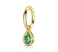 CM Crareesi Mania Gold Belly Bar Hoop Clicker Belly Button Ring 14G Dangly Belly Button Bars 8mm Dangle Green Teardrop CZ Charm Belly Piercing Jewellery for Women