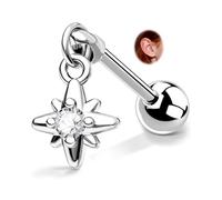 CM Crareesi Mania Helix Earrings Studs 316L Surgical Steel Vertical Helix Stud Earrings 16G Cartilage Earrings Dangle Starburst Helix Piercing Jewelry, Metal, cubic zirconia