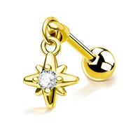 CM Crareesi Mania Helix Earrings Studs 316L Surgical Steel Vertical Helix Stud Earrings 16G Cartilage Earrings Dangle Starburst Helix Piercing Jewelry, Metal, Cubic Zirconia