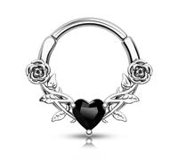 CM Crareesi Mania Rose Helix Piercing Septum Daith Jewellery 316L Stainless Steel 16G Septum Clicker Clear Helix Daith Cartilage Conch Tragus Earring Hoop