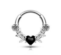 CM Crareesi Mania Rose Helix Septum Daith Piercing Jewellery - 316L Stainless Steel 16G Septum Clicker Clear Helix Daith Cartilage Conch Tragus Earring Hoop