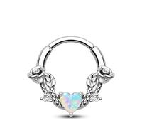 CM Crareesi Mania Rose Septum Ring 16G Hinged Segment Rings 316L Stainless Steel Daith Earrings Heart CZ Septum Daith Helix Cartilage Piercing Jewelry Piercing Jewelry, Metal, cubic-zirconia