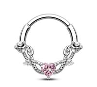 CM Crareesi Mania Rose Septum Ring 16G Hinged Segment Rings 316L Stainless Steel Daith Earrings Heart CZ Septum Daith Helix Cartilage Piercing Jewelry Piercing Jewelry, Metal, cubic-zirconia