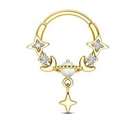 CM Crareesi Mania Septum Piercing Jewellery 16G Dangly Opal Planet Daith Ring Clicker 10mm Gold Helix Hoop Star Surgical Steel Cartilage Earrings Ring for Women