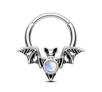 CM Crareesi Mania Septum Piercing Jewellery Bat Helix Ring Hoop Halloween Gothic Jewellery Silver Daith Piercing Ring Clicker 10mm Surgical Steel Cartilage Earring for Women Men