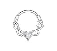 CM Crareesi Mania Septum Piercing Jewellery Heart Vines Daith Clicker Ring 16G 316L Stainless Steel Helix Earring Hoop Silver 10mm Cartilage Septum Ring Daith Jewelry for Women