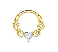CM Crareesi Mania Septum Piercing Jewellery Heart Vines Daith Clicker Ring 16G 316L Stainless Steel Helix Earring Hoop Gold 10mm Cartilage Septum Ring Daith Jewelry for Women