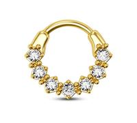CM Crareesi Mania Septum Ring 16 Gauge Septum Clicker Ring 316L Surgical Steel Septum Piercing Jewellery Seven Clear CZ Daith Piercing Jewelry Daith Earrings Nose Rings Hoops