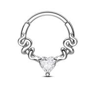 CM Crareesi Mania Snake Septum Piercing Jewellery Silver Gold Septum Clicker Rings 16G Daith Piercing Jewellery 316L Stainless Steel Daith Helix Earrings with Heart CZ 10mm