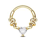 CM Crareesi Mania Snake Septum Piercing Jewellery Silver Gold Septum Clicker Rings 16G Daith Piercing Jewellery 316L Stainless Steel Daith Helix Earrings with Heart CZ 8mm